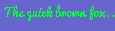 Image with Font Color 00FF33 and Background Color 6666CC